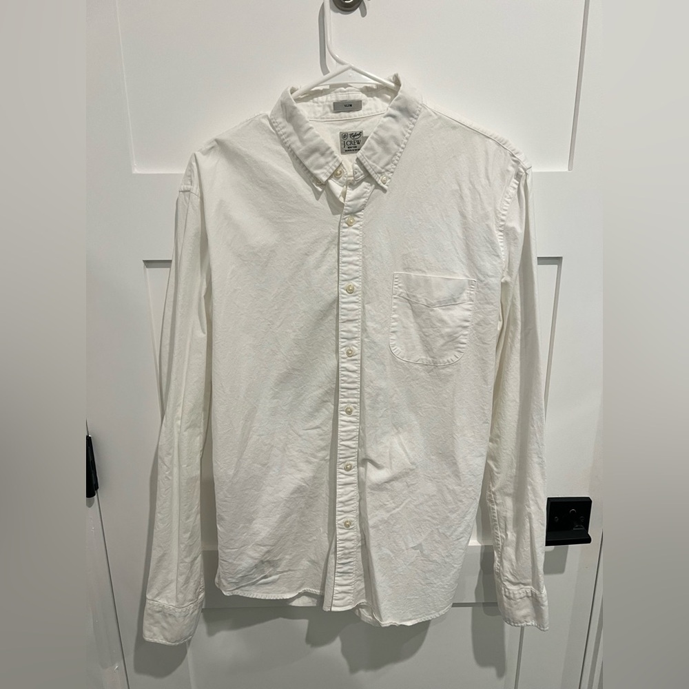 J. Crew White Long-Sleeve Button-Down Shirt